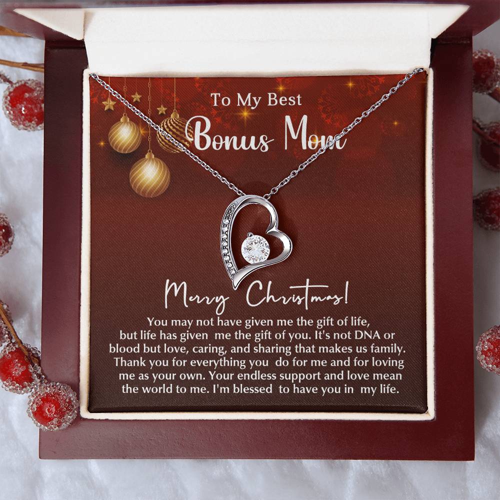 Merry Christmas Bonus Mom!!! | Forever Love Necklace | Message Card Jewelry