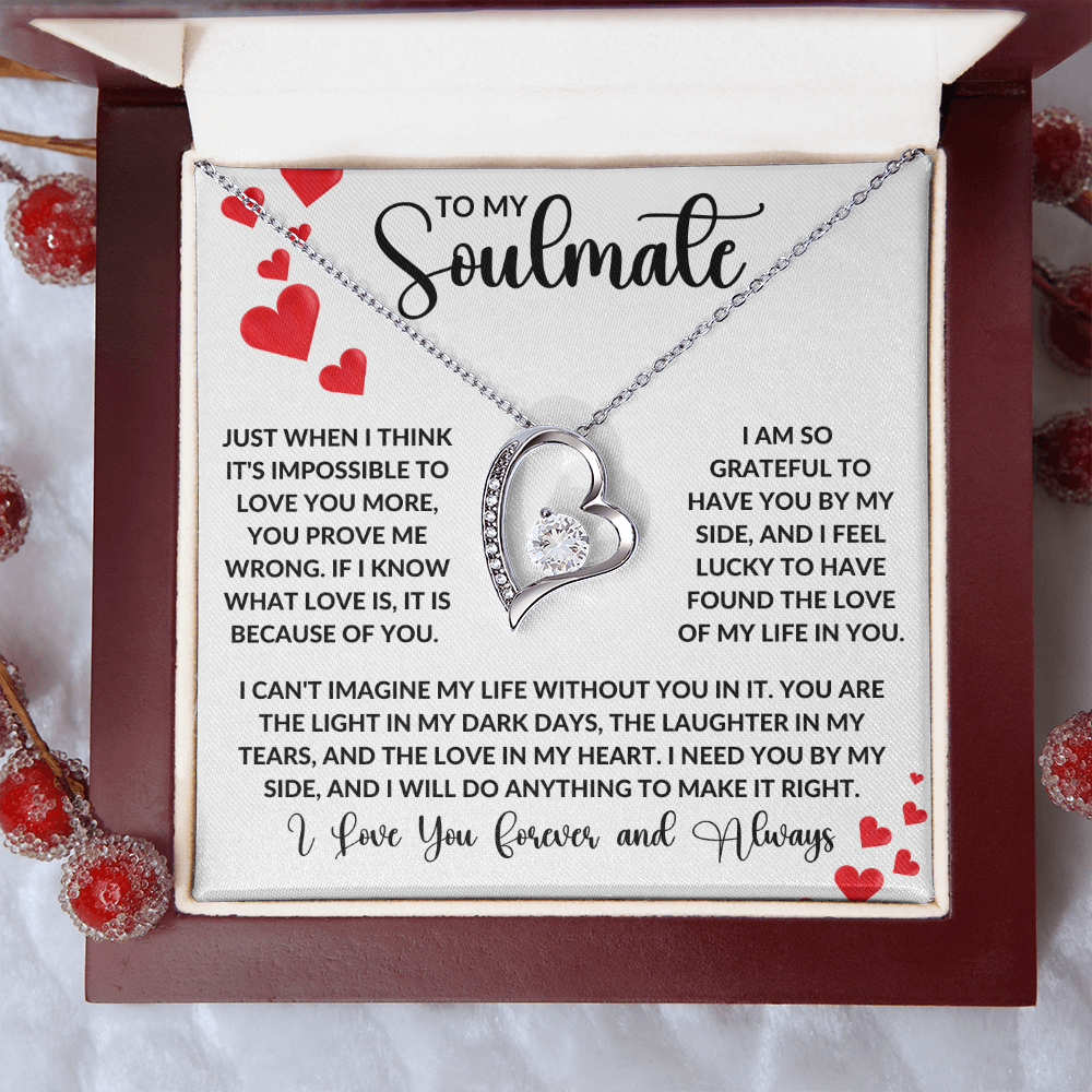 To My Soulmate | Forever Love Necklace | Girlfriend, Soulmate, Wife, BFF, Anniversary, Valentine's Day, Birthday, Christmas Necklace Gift