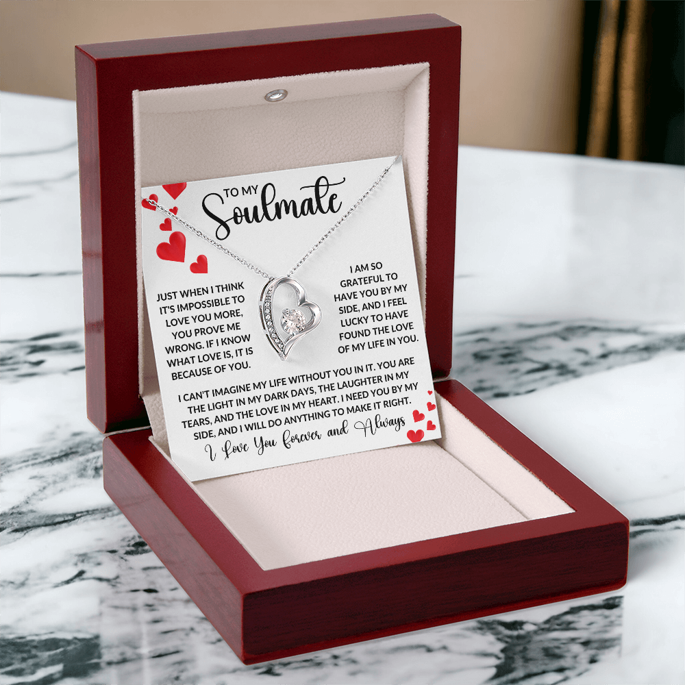 To My Soulmate | Forever Love Necklace | Girlfriend, Soulmate, Wife, BFF, Anniversary, Valentine's Day, Birthday, Christmas Necklace Gift