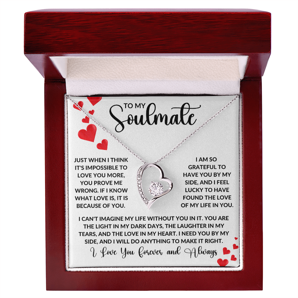 To My Soulmate | Forever Love Necklace | Girlfriend, Soulmate, Wife, BFF, Anniversary, Valentine's Day, Birthday, Christmas Necklace Gift