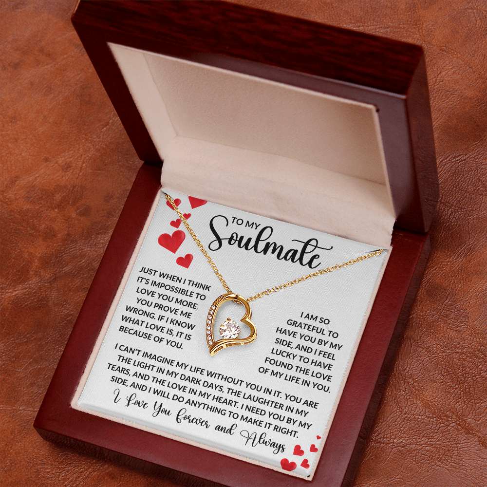 To My Soulmate | Forever Love Necklace | Girlfriend, Soulmate, Wife, BFF, Anniversary, Valentine's Day, Birthday, Christmas Necklace Gift