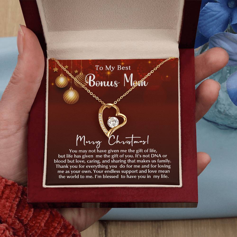 Merry Christmas Bonus Mom!!! | Forever Love Necklace | Message Card Jewelry