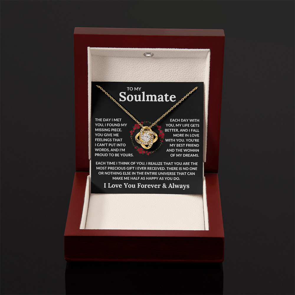 To My Soulmate | Love Knot Necklace | Soulmate, Girlfriend, Wife, BFF, Anniversary, Valentine's Day, Birthday, Christmas Necklace Gift