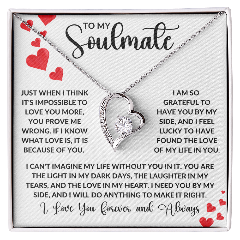 To My Soulmate | Forever Love Necklace | Girlfriend, Soulmate, Wife, BFF, Anniversary, Valentine's Day, Birthday, Christmas Necklace Gift
