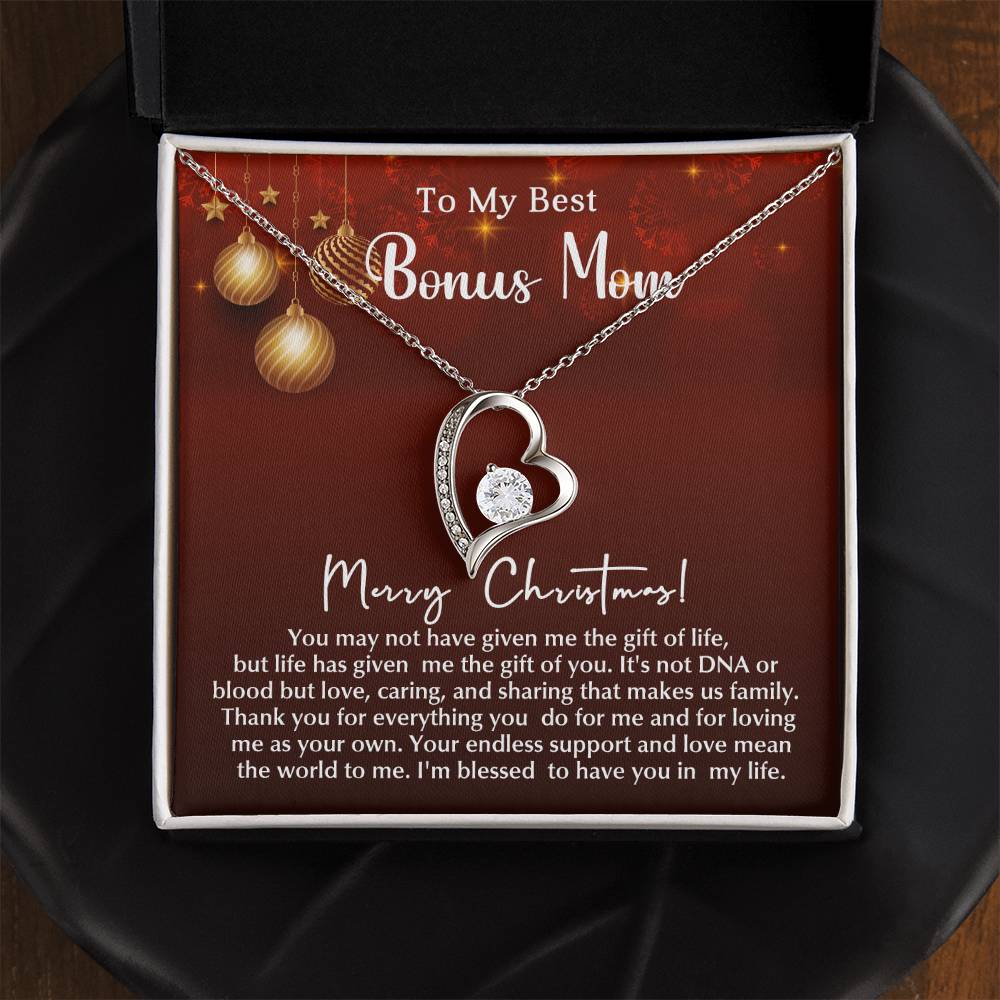 Merry Christmas Bonus Mom!!! | Forever Love Necklace | Message Card Jewelry