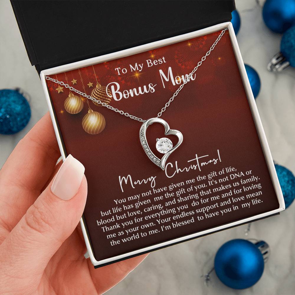 Merry Christmas Bonus Mom!!! | Forever Love Necklace | Message Card Jewelry