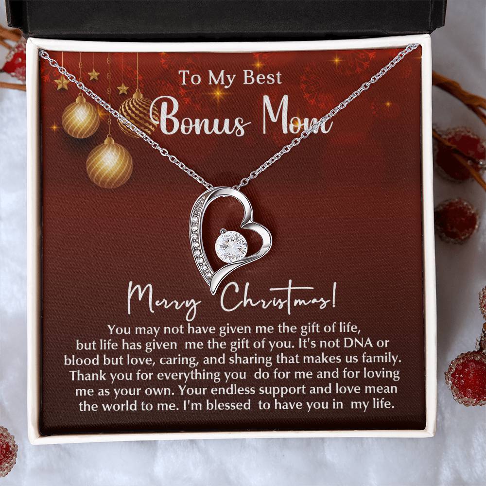 Merry Christmas Bonus Mom!!! | Forever Love Necklace | Message Card Jewelry