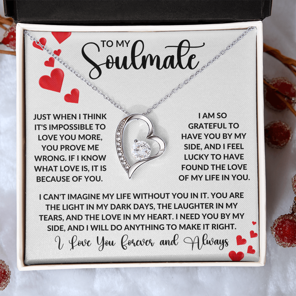 To My Soulmate | Forever Love Necklace | Girlfriend, Soulmate, Wife, BFF, Anniversary, Valentine's Day, Birthday, Christmas Necklace Gift