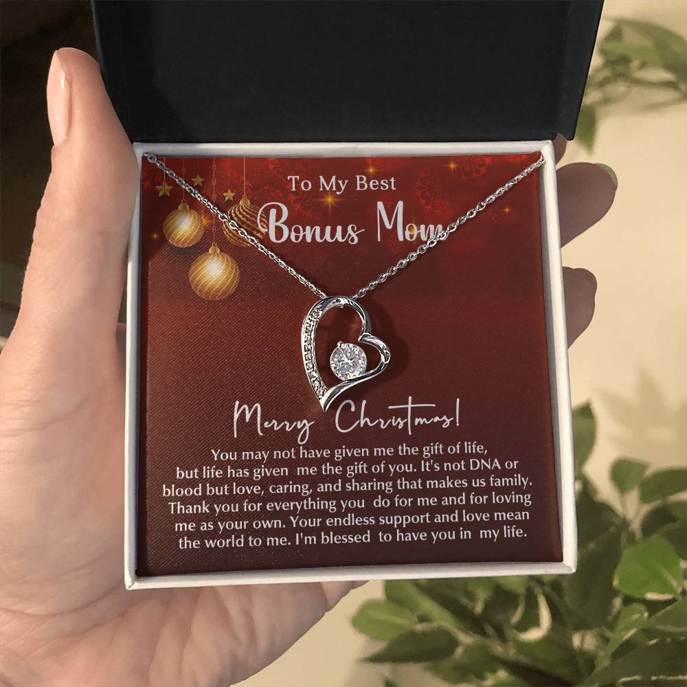 Merry Christmas Bonus Mom!!! | Forever Love Necklace | Message Card Jewelry