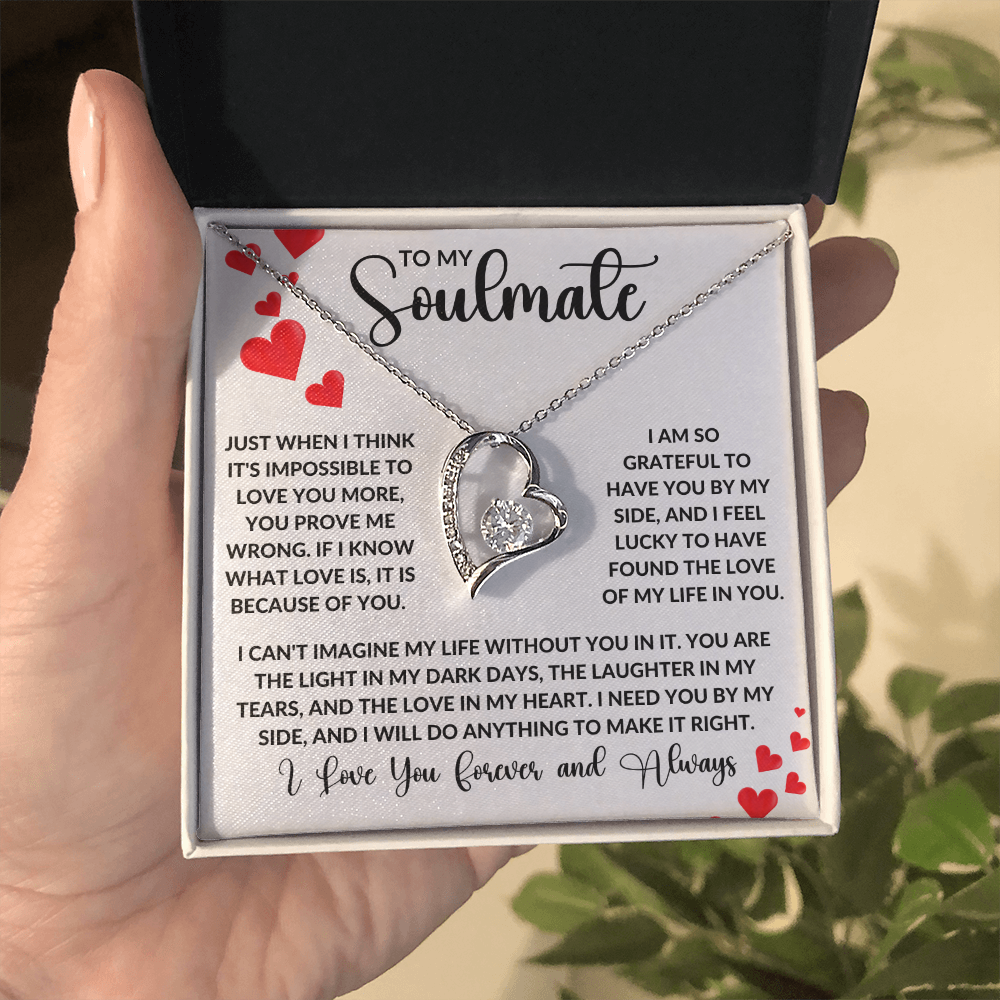 To My Soulmate | Forever Love Necklace | Girlfriend, Soulmate, Wife, BFF, Anniversary, Valentine's Day, Birthday, Christmas Necklace Gift