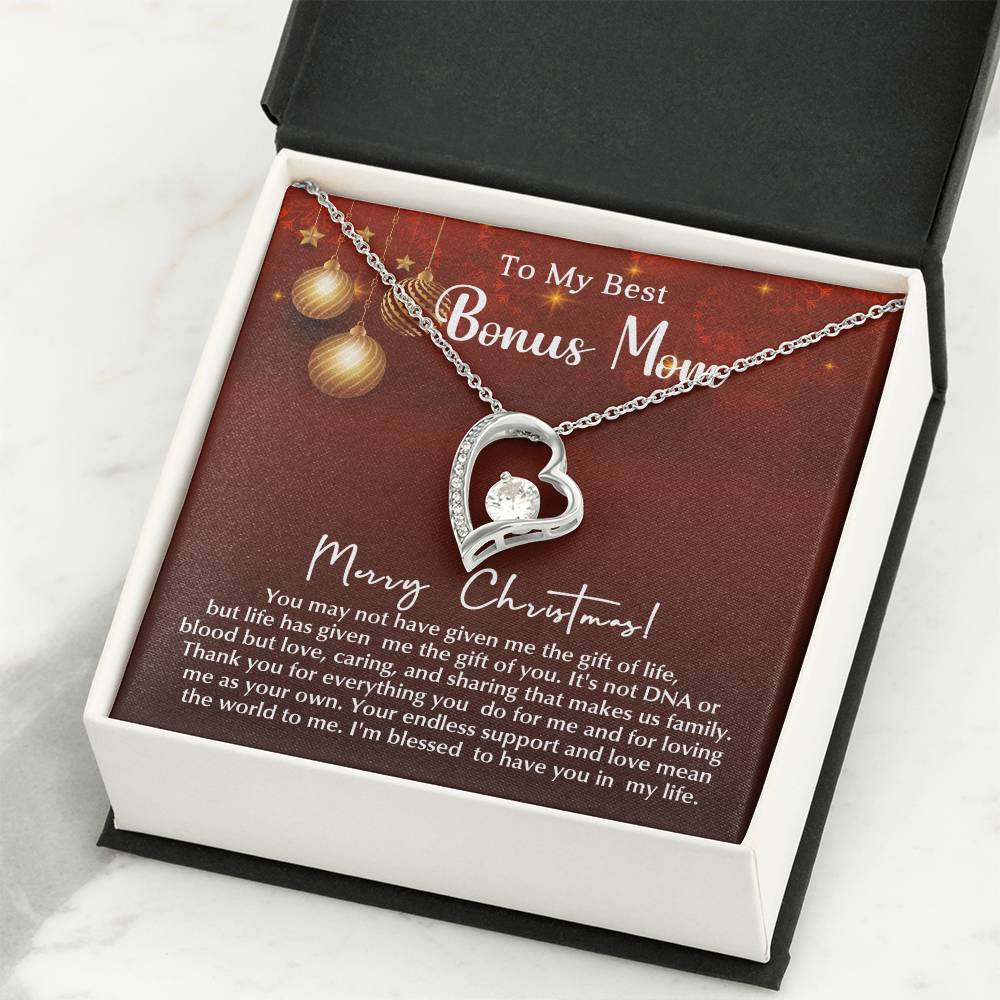 Merry Christmas Bonus Mom!!! | Forever Love Necklace | Message Card Jewelry