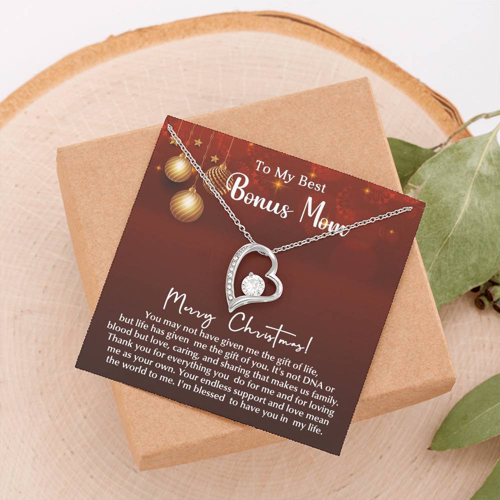 Merry Christmas Bonus Mom!!! | Forever Love Necklace | Message Card Jewelry