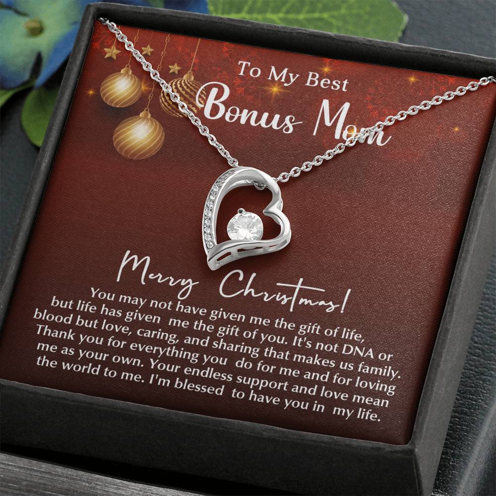 Merry Christmas Bonus Mom!!! | Forever Love Necklace | Message Card Jewelry