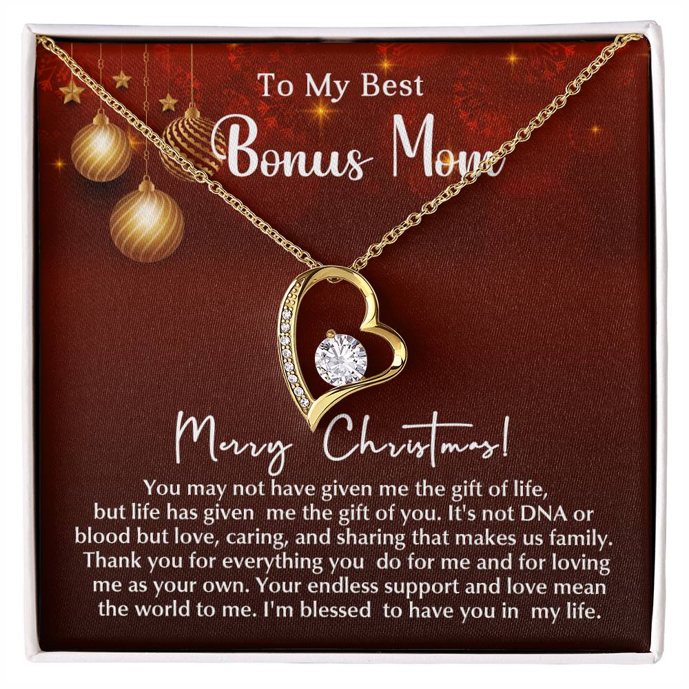 Merry Christmas Bonus Mom!!! | Forever Love Necklace | Message Card Jewelry