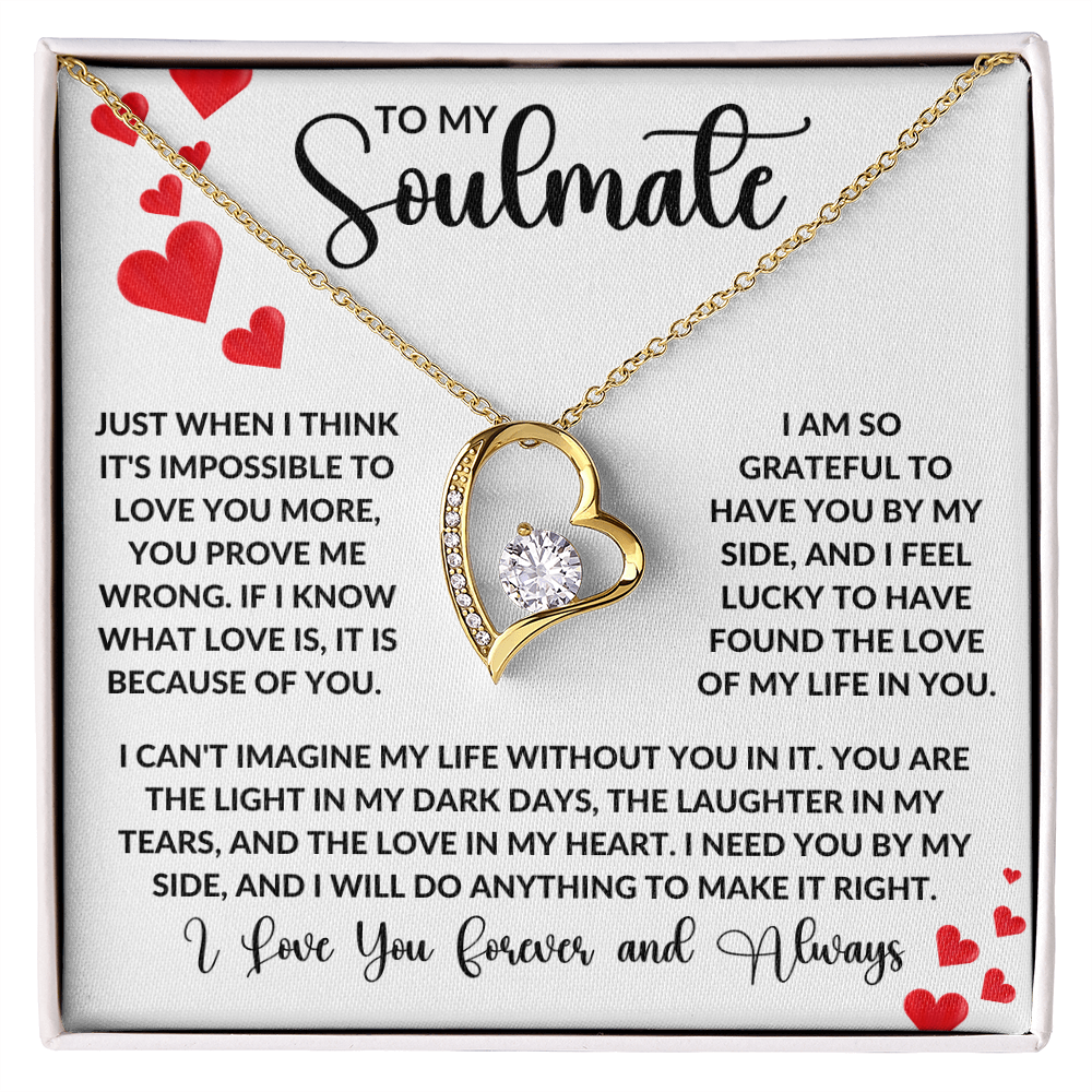 To My Soulmate | Forever Love Necklace | Girlfriend, Soulmate, Wife, BFF, Anniversary, Valentine's Day, Birthday, Christmas Necklace Gift