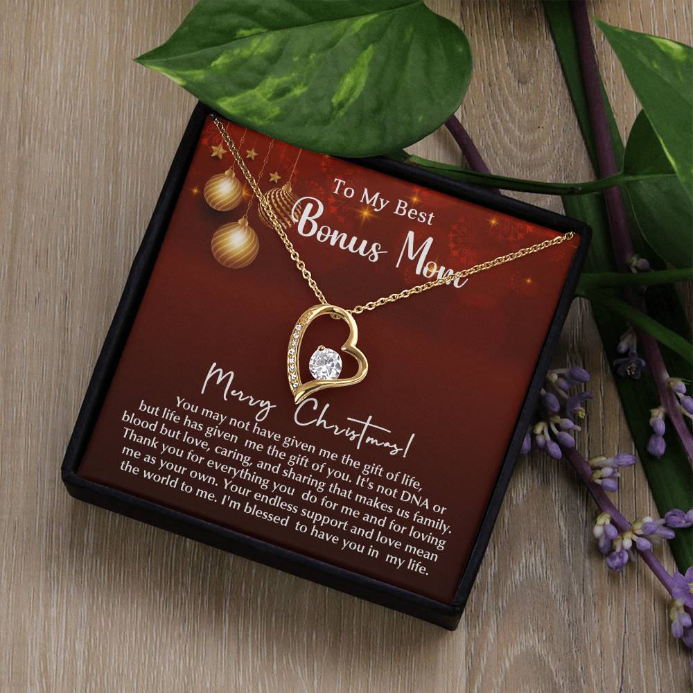 Merry Christmas Bonus Mom!!! | Forever Love Necklace | Message Card Jewelry