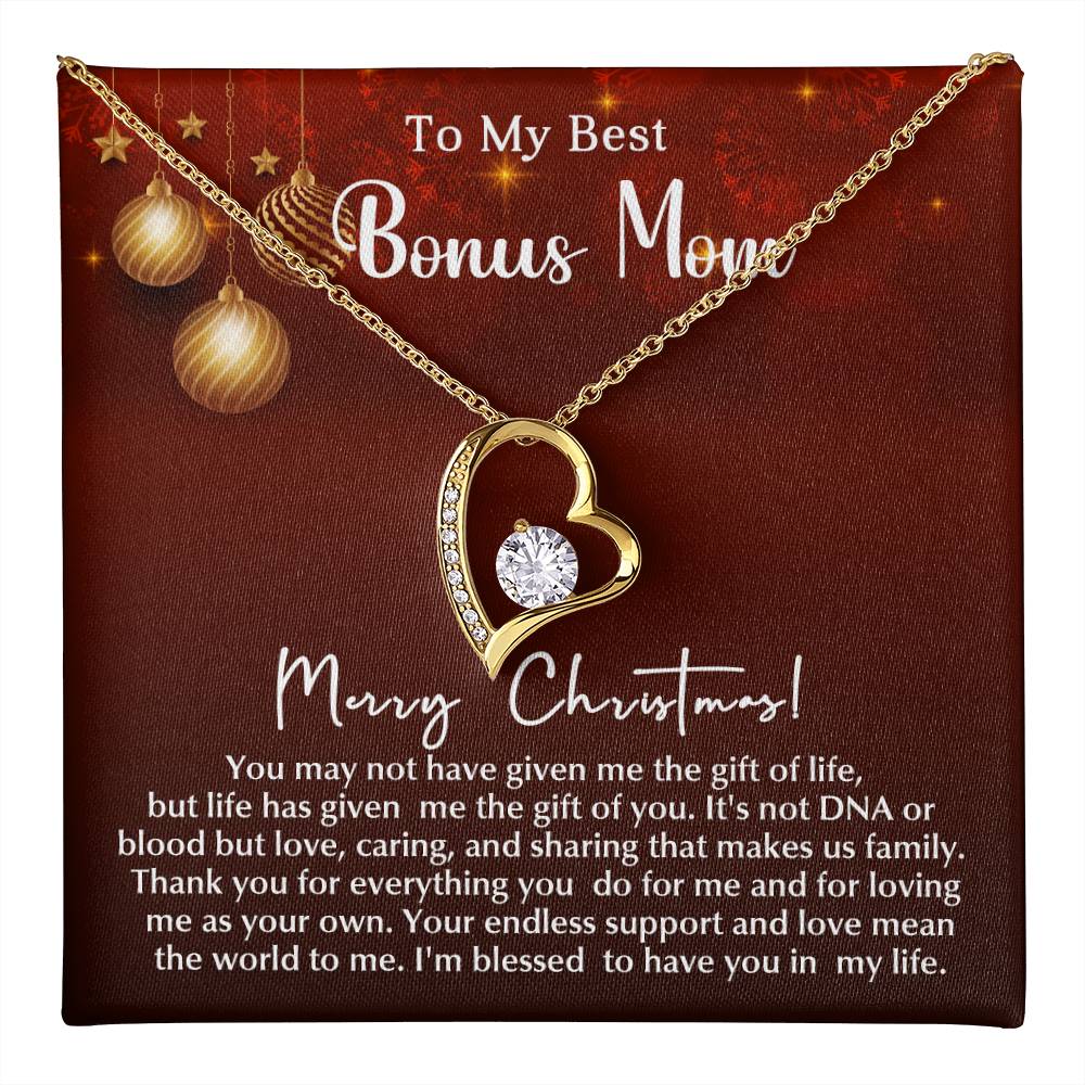 Merry Christmas Bonus Mom!!! | Forever Love Necklace | Message Card Jewelry