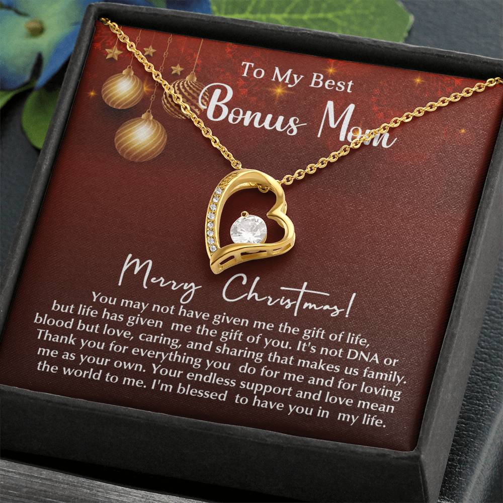 Merry Christmas Bonus Mom!!! | Forever Love Necklace | Message Card Jewelry