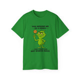 Funny Sarcastic Grinch-Inspired T-Shirt | Two-Faced Penny Joke Tee | Green Monster Graphic | Unisex Gift for Men & Women