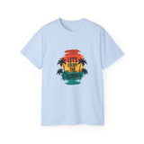 Let’s Enjoy The Summer T-Shirt - Retro Sunset Palm Tree Graphic Tee - Beach Vacation Shirt - Summer Vibes Gift for Men & Women