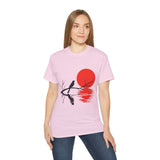 Minimalist Crow T-Shirt – Sunset Bird on Branch Design – Aesthetic Nature Graphic Tee – Japanese Style Shirt for Men & Women