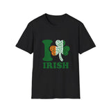 I Love Irish Shamrock T-Shirt, St Patrick's Day Shirt, Irish Pride Clover Graphic Tee, Unisex Black Gift for Men Women Adults