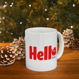 Hello Red Monster Mug - Funny Cute Cartoon Character Coffee Cup Gift for Kids, Coworkers, Office Desk, Fun Drinkware, 11/15oz