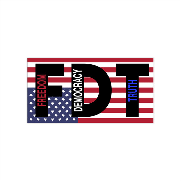 FDT Upside Down American Flag Bumper Sticker - In Distress - Waterproof & Weatherproof - Patriotic - Freedom, Democracy, Truth - Anti Trump
