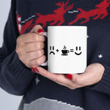 Sad plus Coffee equals Happy | Coffee Lovers, Funny Pic, Gift for Boss, Coffee Cures Sadness | White Ceramic Mug 11/15oz