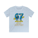 Funny Comic Blue 6 7 Six Seven Cartoon Kids Softstyle Tee - Cute Number Character T-Shirt for Boys Girls, Fun TikTok Trending Gift