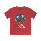 Funny Comic Blue 6 7 Six Seven Cartoon Kids Softstyle Tee - Cute Number Character T-Shirt for Boys Girls, Fun TikTok Trending Gift