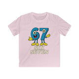 Funny Comic Blue 6 7 Six Seven Cartoon Kids Softstyle Tee - Cute Number Character T-Shirt for Boys Girls, Fun TikTok Trending Gift