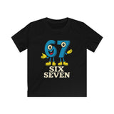Funny Comic Blue 6 7 Six Seven Cartoon Kids Softstyle Tee - Cute Number Character T-Shirt for Boys Girls, Fun TikTok Trending Gift