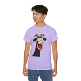 Shocked Screaming Cartoon Goat T-Shirt - Funny Cartoon Goat Tee - Unisex Shirt in 15 Colors - Farm Animal Humor Gift Idea