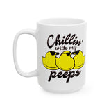 Chillin' With My Peeps | Mah-Jongg, Chicks, Marshmallow | White Ceramic Novelty 11/15oz Mug