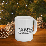 Christian Coffee Mug C.O.F.F.E.E Christ Offers Forgiveness For Everyone Everywhere Inspirational Bible Gift, Ceramic Cup 11/15 oz