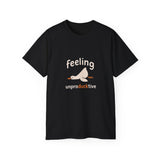 Funny Duck T-Shirt - Feeling UnproDUCKtive Graphic Tee, Cute Animal Pun Shirt, Humor Gift for Bird Lovers, Men Women Casual Wear