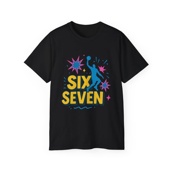 Six Seven Meme T-Shirt - Funny Viral Gen Alpha Trend Tee - Basketball Slam Dunk Shirt - Youth Humor Gift - Unisex Graphic Tee