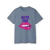 Playful Graphic Tee, "Bite Me" Funny T-Shirt, Unisex Cotton Tee, Casual Wear, Gift for Him or Her, Statement Shirt