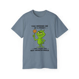Funny Sarcastic Grinch-Inspired T-Shirt | Two-Faced Penny Joke Tee | Green Monster Graphic | Unisex Gift for Men & Women