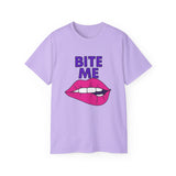 Playful Graphic Tee, "Bite Me" Funny T-Shirt, Unisex Cotton Tee, Casual Wear, Gift for Him or Her, Statement Shirt