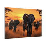 African Elephant Sunset Canvas Wall Art – Safari Wildlife Print for Home Decor, Nature Animal Painting, Living Room Artwork