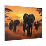 African Elephant Sunset Canvas Wall Art – Safari Wildlife Print for Home Decor, Nature Animal Painting, Living Room Artwork