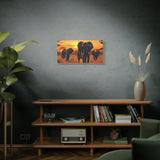 African Elephant Sunset Canvas Wall Art – Safari Wildlife Print for Home Decor, Nature Animal Painting, Living Room Artwork