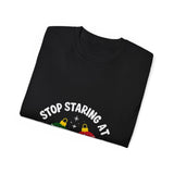 Stop Staring At My Balls | Unisex Ultra 100% US Cotton Tee | T-shirt, Funny Tshirt | Christmas, Xmas, Boyfriend, Husband Gift