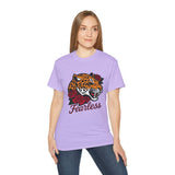 Fearless Jaguar T-Shirt - Wild Animal Graphic Tee with Roses, Bold Big Cat Design, Leopard Shirt for Men Women Streetwear