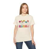 Mother's Day Flower MOMMA T-Shirt - Cute Colorful Floral Tee for Mom, Mama, Mommy Gift, Spring Boho Shirt, Women's Graphic Top