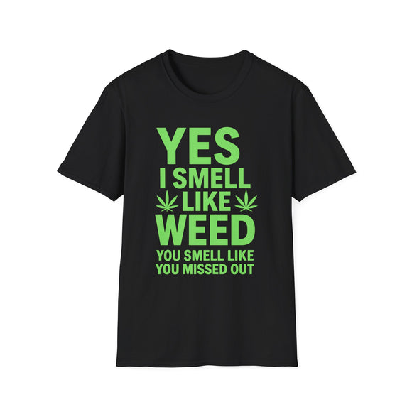 Funny Weed T-Shirt - Bold Cannabis Leaf Graphic Tee - 420 Humor Shirt - Stoner Gift - Lime Green Marijuana Quote Tee