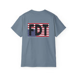 FDT Upside Down USA Flag Back, Freedom Democracy Truth Front - Patriotic Political Statement Tee American Flag