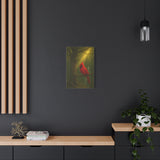 Radiant Red Cardinal in Enchanted Forest - Sunlight Through Majestic Oak Tree - 16x24 Nature Canvas Wall Art for Home Décor
